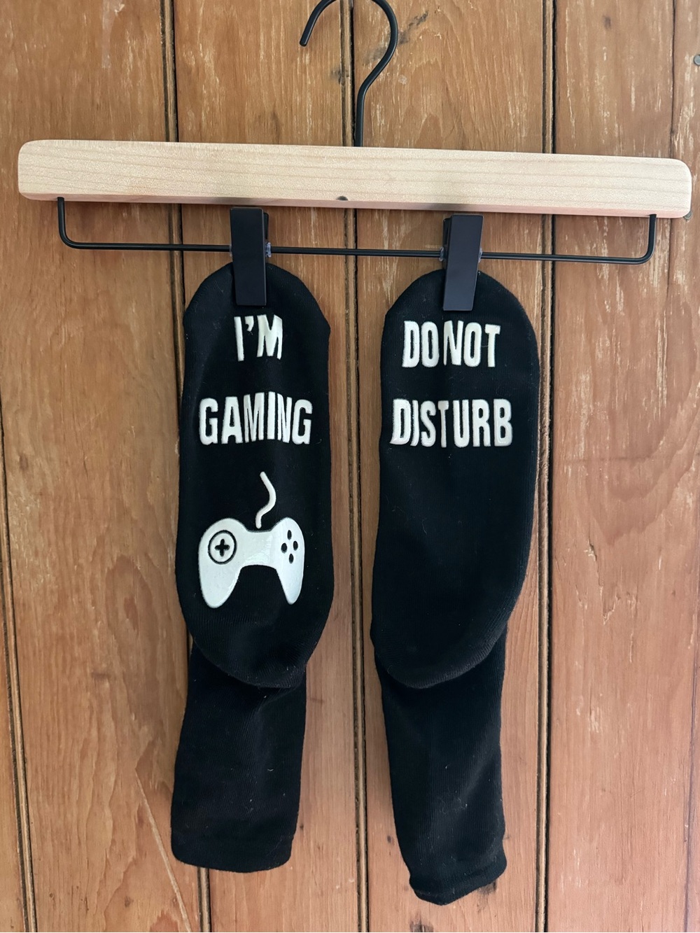 Men’s, Teens, Boys Black Cozy Socks I'm Gaming Do Not Disturb Print in White